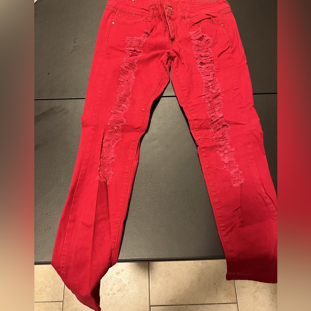 Dollhouse red distressed pants